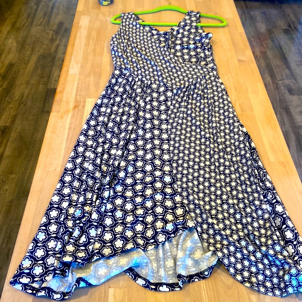 Boden faux wrap dress blue and what floral print size 8